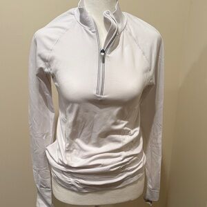 Athleta White Quarter-Zip Performance Pullover